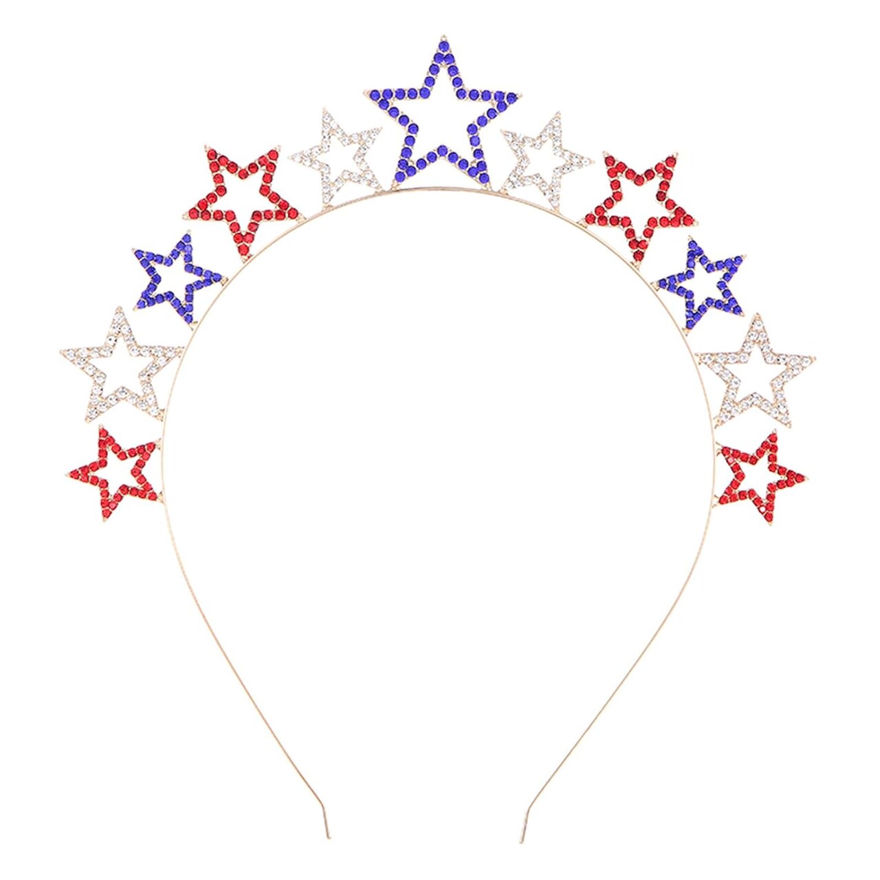 4th of July Headband - Rhinestone Star Patriotic Headband - Red White and Blue Star Headbands for 4th of July Accessories for Women - Fourth of July Party Props Decorations